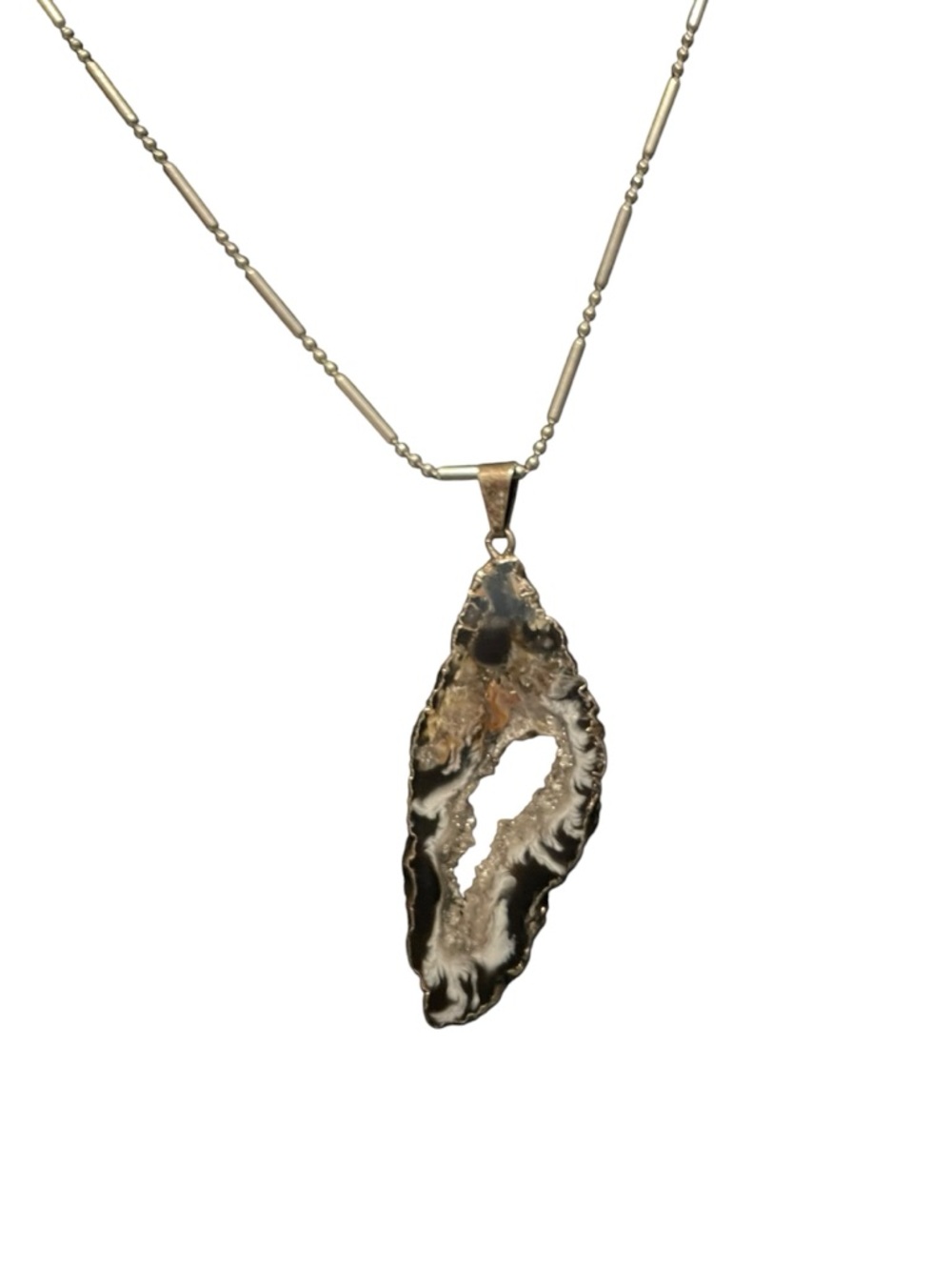 Sterling Silver Natural Agate Geode Pendant Necklace